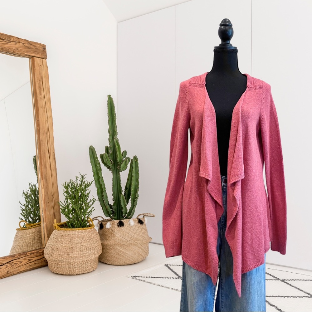 Moth Open Front Gathered Back Knit Cardigan Sweater